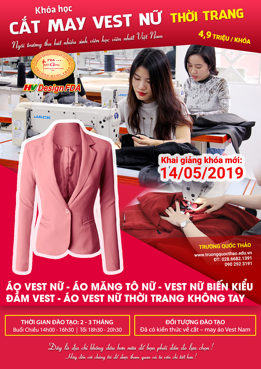 Dạy cắt may vest nữ thời trang day cat may vest nu thoi trang
